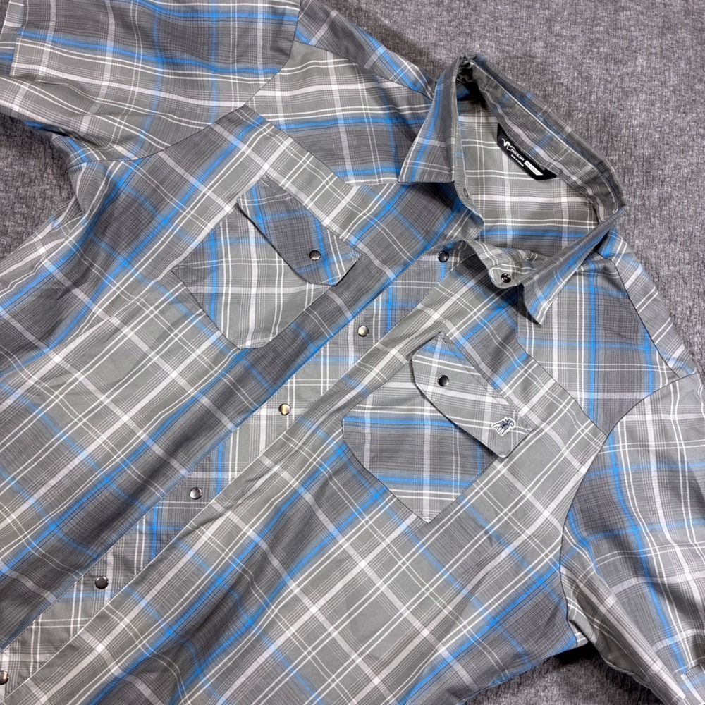 Stone Glacier Breaks Snap Shirt Men 2XL Gray Plaid Short Sleeve Gorpcore Hunting